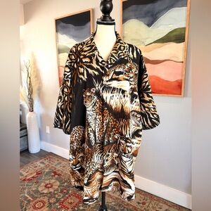 Grandeur Leopard Print Casual Button Down Shirt